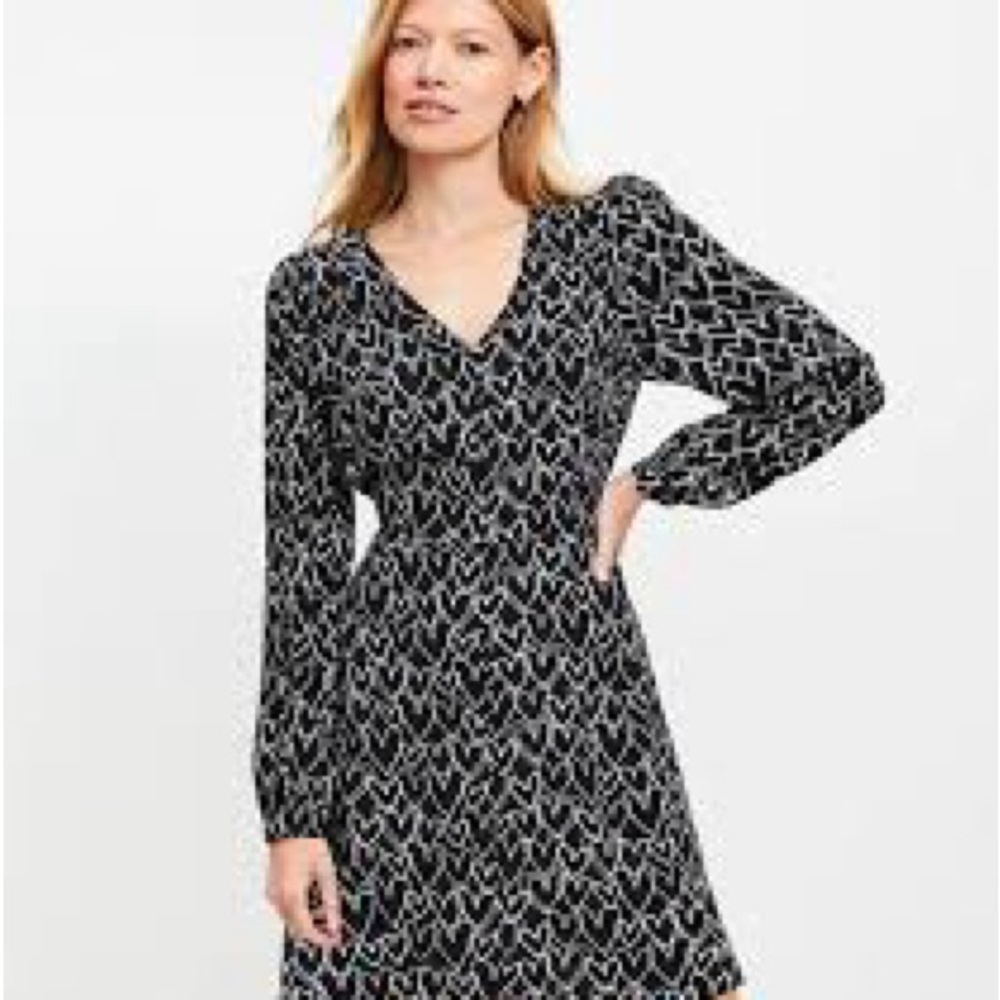 Loft -Black and White Patterned Dress